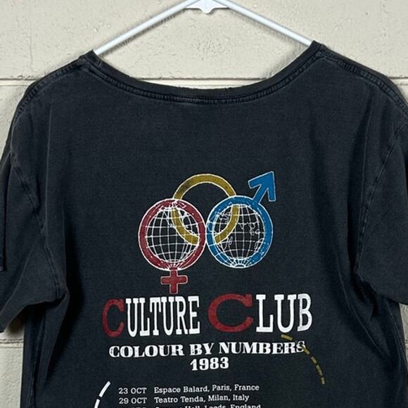 Culture Club Boy George Vintage 80s Black Band Tour Tee size L - Picture 7 of 8